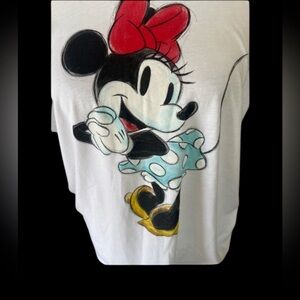 Disney Women's Short Sleeve Tee - White with Red and Blue